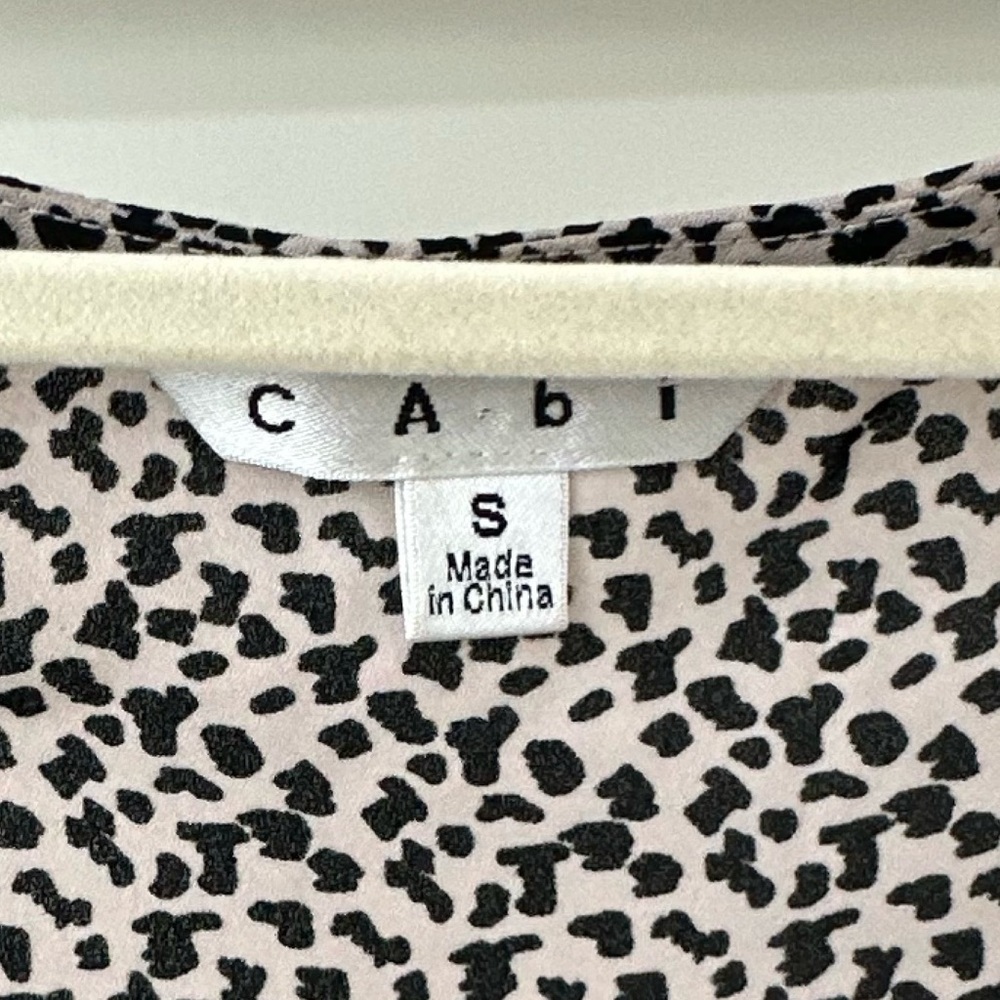 CAbi Black and White Leopard Print Racerback Tank Top, Size S - Picture 4 of 9